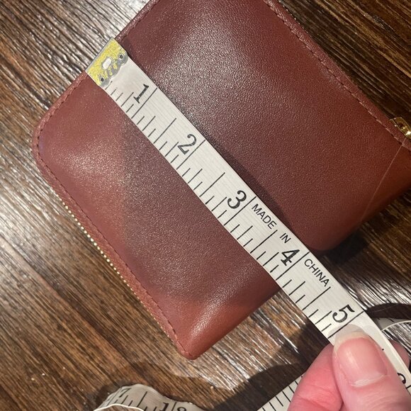 NWT Madewell Essential Zip Wallet Warm Cinnamon Brown Leather Square 4x4 NN468 - Picture 9 of 9